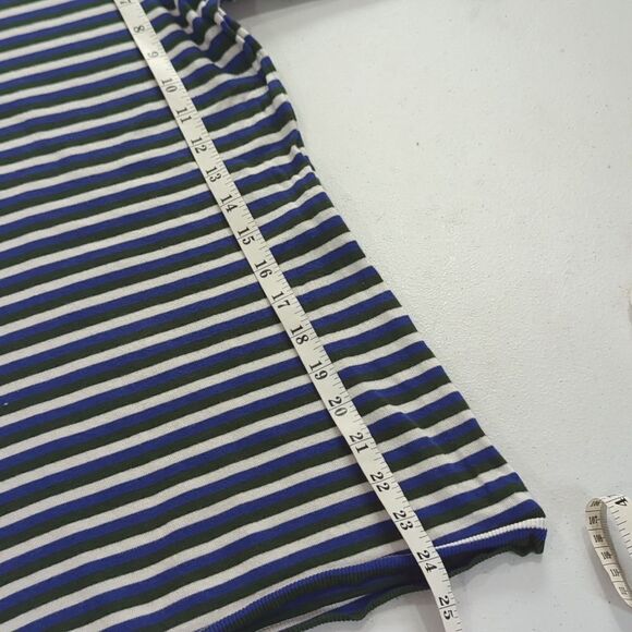 Worth Sweater Womens Large Blue Striped Crew Neck Lightweight - Picture 8 of 8